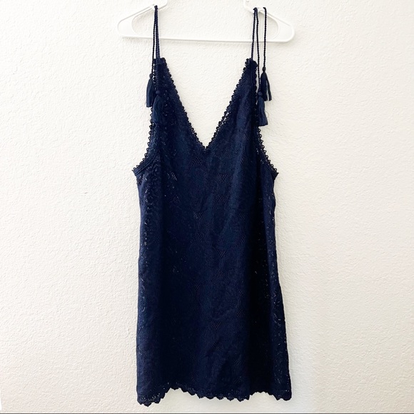 aerie Other - (NWOT) Aerie | Crochet V Neck Dress Swim Cover Up Navy Blue Tie Adjustable Strap